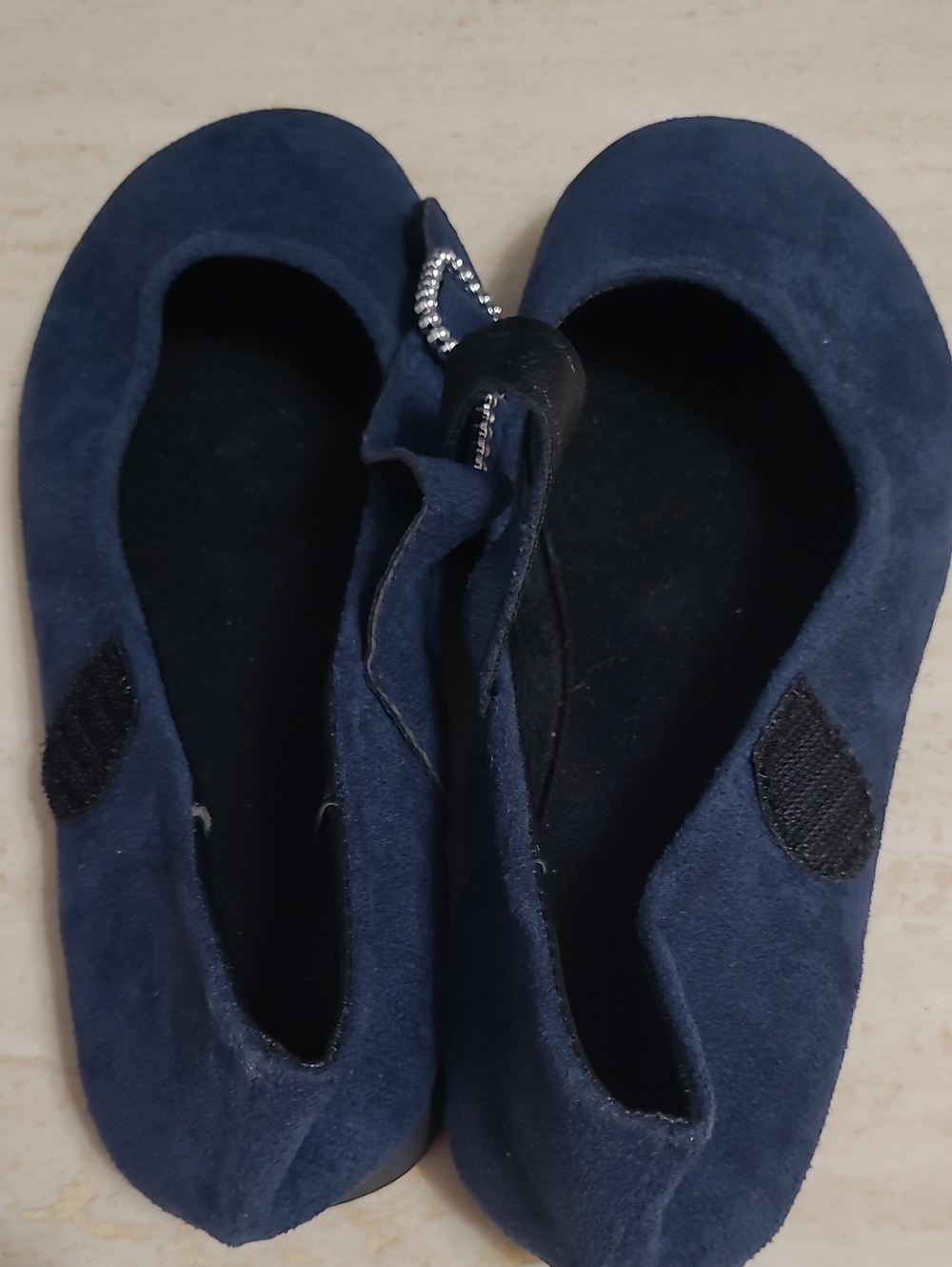 047 Chic Navy Faux-Suede Mary Jane Flats - Rhinestone Buckles, EU 37 / US 6.5-7 - Picture 12 of 12